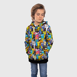 Толстовка-худи детская Креативные коты, цвет: 3D-черный — фото 2