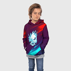 Толстовка-худи детская Samurai geometry stripes neon, цвет: 3D-меланж — фото 2