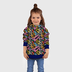 Толстовка-худи детская Funny bunny color graffiti pattern, цвет: 3D-синий — фото 2