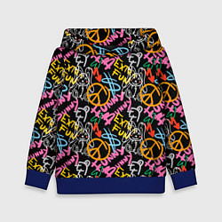 Толстовка-худи детская Funny bunny color graffiti pattern, цвет: 3D-синий