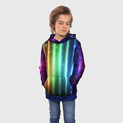 Толстовка-худи детская Светящиеся яркие неоновые полосы в космосе, цвет: 3D-синий — фото 2
