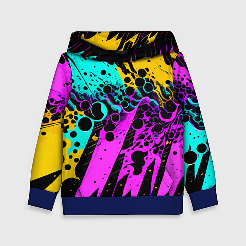 Детская толстовка Разноцветная неоновая абстракция - нейроарт / 3D-Синий – фото 1