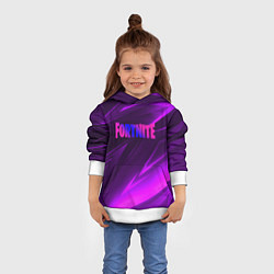 Толстовка-худи детская Fortnite neon stripes angles logo, цвет: 3D-белый — фото 2