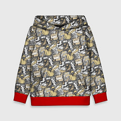 Толстовка-худи детская Комикс инкогнито паттерн поп-арт, цвет: 3D-красный