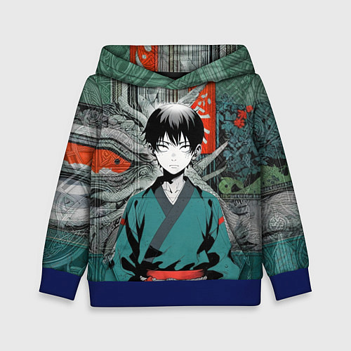 Детская толстовка Юный послушник каратист анимешный / 3D-Синий – фото 1