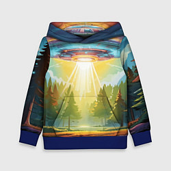 Толстовка-худи детская UFO In The Forest, цвет: 3D-синий