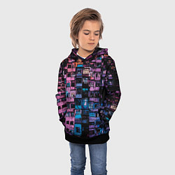 Толстовка-худи детская Панельки мультяшные паттерн-текстура, цвет: 3D-черный — фото 2