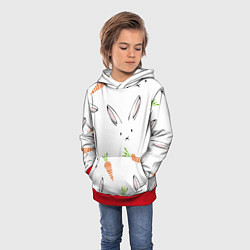 Толстовка-худи детская Морковный зая, цвет: 3D-красный — фото 2