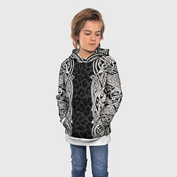 Толстовка-худи детская Скандинавский кельтский узор, цвет: 3D-белый — фото 2
