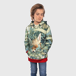 Толстовка-худи детская Спящий лис, цвет: 3D-красный — фото 2