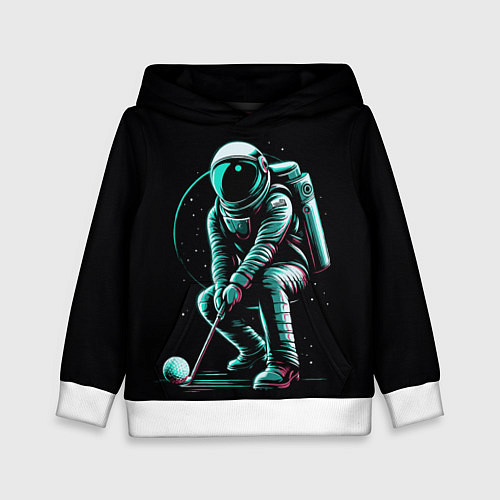 Детская толстовка Космонавт играет в гольф / 3D-Белый – фото 1