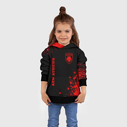 Толстовка-худи детская AEK Athens - red gradient вертикально, цвет: 3D-черный — фото 2