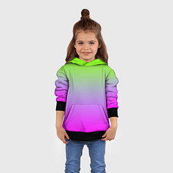 Толстовка-худи детская Неоновая градиент абстракция, цвет: 3D-черный — фото 2
