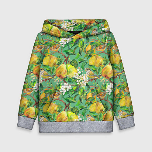 Детская толстовка Груши и птицы / 3D-Меланж – фото 1