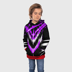 Толстовка-худи детская Фиолетово-белая пасть на чёрном фоне, цвет: 3D-красный — фото 2