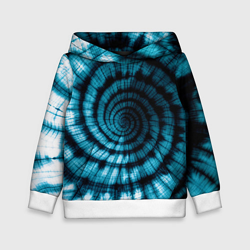 Детская толстовка Сине-зеленый тай-дай - спираль / 3D-Белый – фото 1
