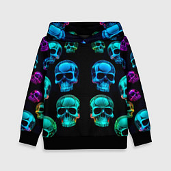 Детская толстовка Neon skulls - ai art pattern