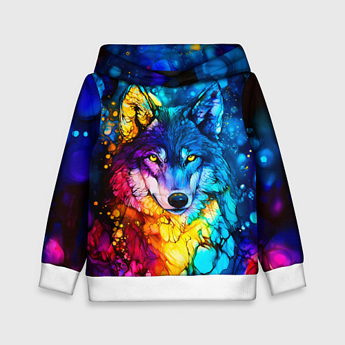 Детская толстовка Кислотный волк / 3D-Белый – фото 1