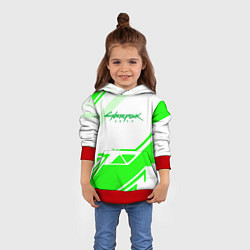 Толстовка-худи детская Cyberpunk 2077 geometry green, цвет: 3D-красный — фото 2
