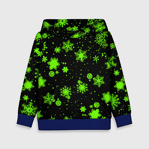 Детская толстовка Кислотные снежинки текстура / 3D-Синий – фото 1