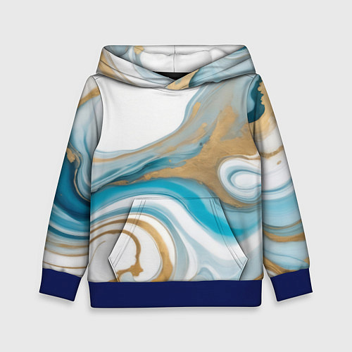 Детская толстовка Бело-голубой с золотом абстрактный узор / 3D-Синий – фото 1