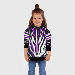 Толстовка-худи детская Чёрный фон, фиолетово-белая абстракция, цвет: 3D-черный — фото 2