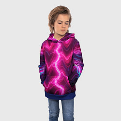 Толстовка-худи детская Pink lightnings - ai art fantasy, цвет: 3D-синий — фото 2
