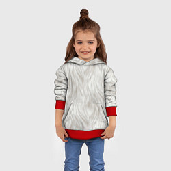 Толстовка-худи детская Белый мех кошки, цвет: 3D-красный — фото 2