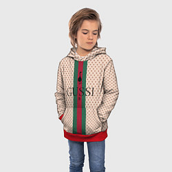 Толстовка-худи детская Гусси - зелено-красная полоса, цвет: 3D-красный — фото 2