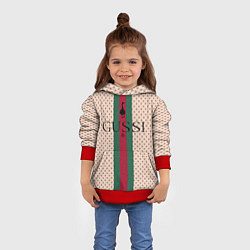 Толстовка-худи детская Гусси - зелено-красная полоса, цвет: 3D-красный — фото 2
