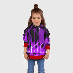 Толстовка-худи детская Abstract purple stripes on a black background, цвет: 3D-красный — фото 2