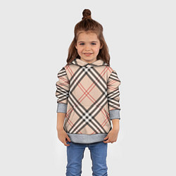 Толстовка-худи детская Стильная клетка - шотландка, крупно, цвет: 3D-меланж — фото 2