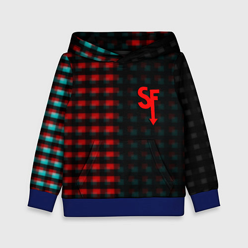 Детская толстовка Sally face текстура глитч / 3D-Синий – фото 1