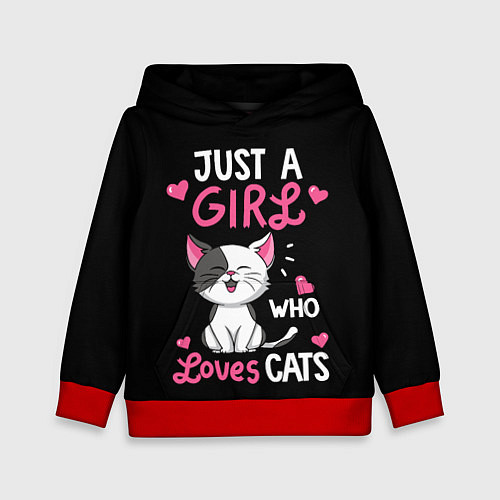 Детская толстовка Just a girl - who loves cats / 3D-Красный – фото 1