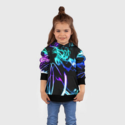 Толстовка-худи детская Неоновый дым текстура, цвет: 3D-черный — фото 2