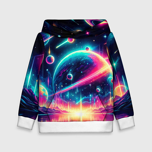 Детская толстовка Неоновый космос - нейроарт / 3D-Белый – фото 1