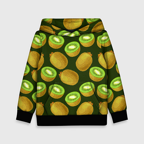 Детская толстовка Киви цветной паттерн / 3D-Черный – фото 1