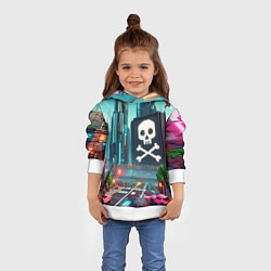 Толстовка-худи детская Minecraft district with skull - ai art fantasy, цвет: 3D-белый — фото 2