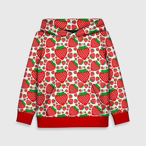 Детская толстовка Клубничный паттерн / 3D-Красный – фото 1