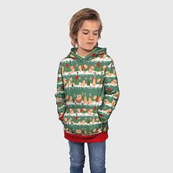 Толстовка-худи детская Много капибар на Новый год и Рождество, цвет: 3D-красный — фото 2