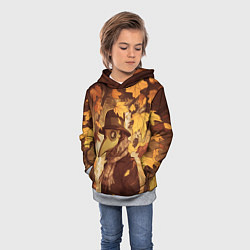 Толстовка-худи детская Чумной доктор в осеннем лесу, цвет: 3D-меланж — фото 2