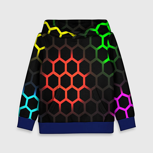 Детская толстовка Hexagon neon / 3D-Синий – фото 1