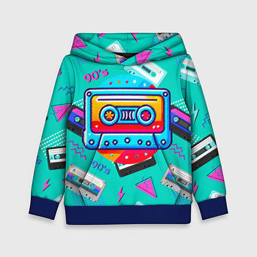 Детская толстовка Кассеты и надпись 90s / 3D-Синий – фото 1