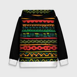 Толстовка-худи детская Ethnic ornament on black, цвет: 3D-белый