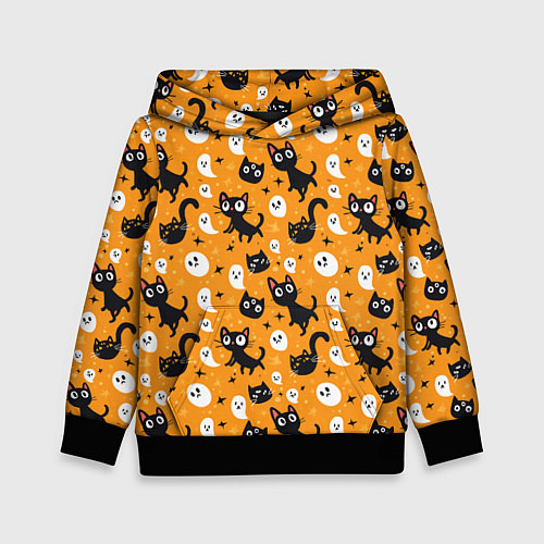 Детская толстовка Паттерн с черными кошками / 3D-Черный – фото 1