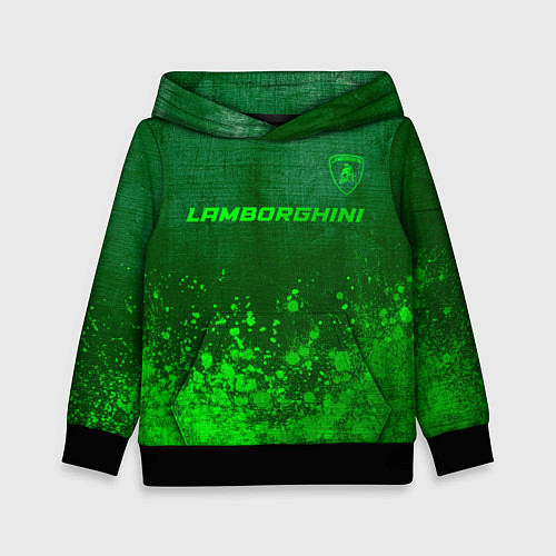 Детская толстовка Lamborghini - green gradient посередине / 3D-Черный – фото 1