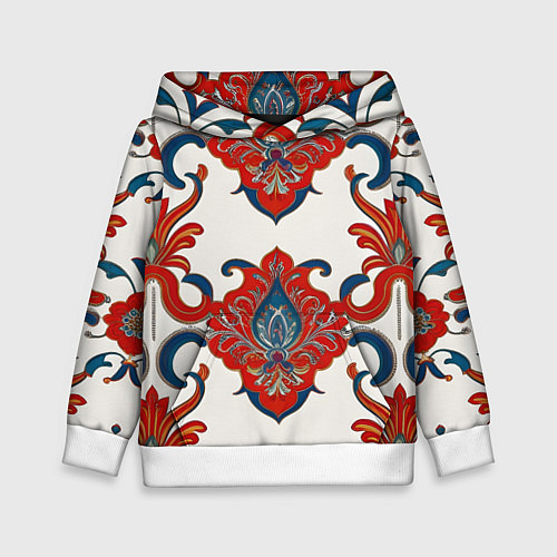 Детская толстовка Узор красно-синий на белом фоне / 3D-Белый – фото 1