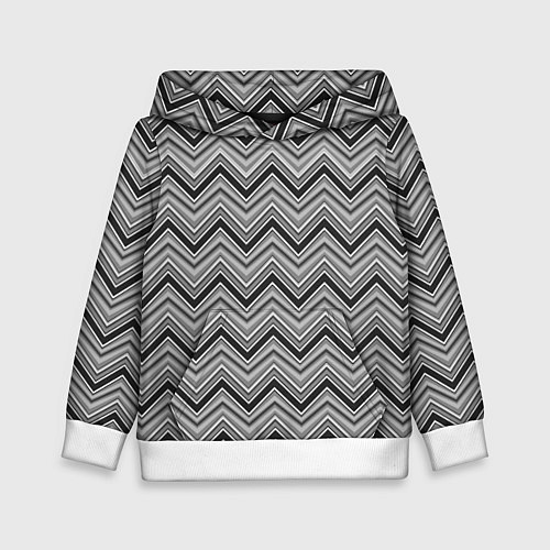 Детская толстовка Серо белый геометрический узор зигзаг / 3D-Белый – фото 1