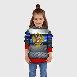 Толстовка-худи детская Нано Россия герб, цвет: 3D-красный — фото 2