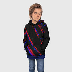 Толстовка-худи детская Неоновые штрихи геометрия, цвет: 3D-синий — фото 2